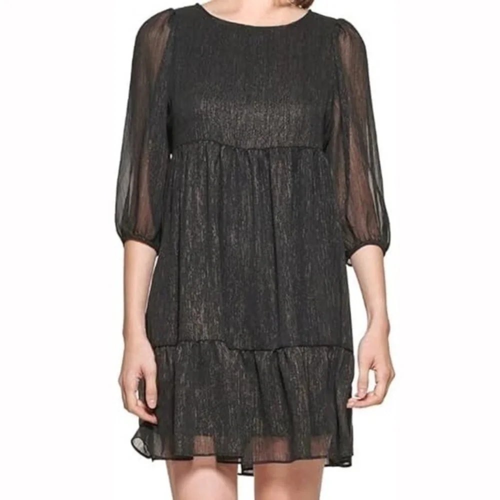 Calvin‎ Klein. Sheer Empire Waist Mini Dress.